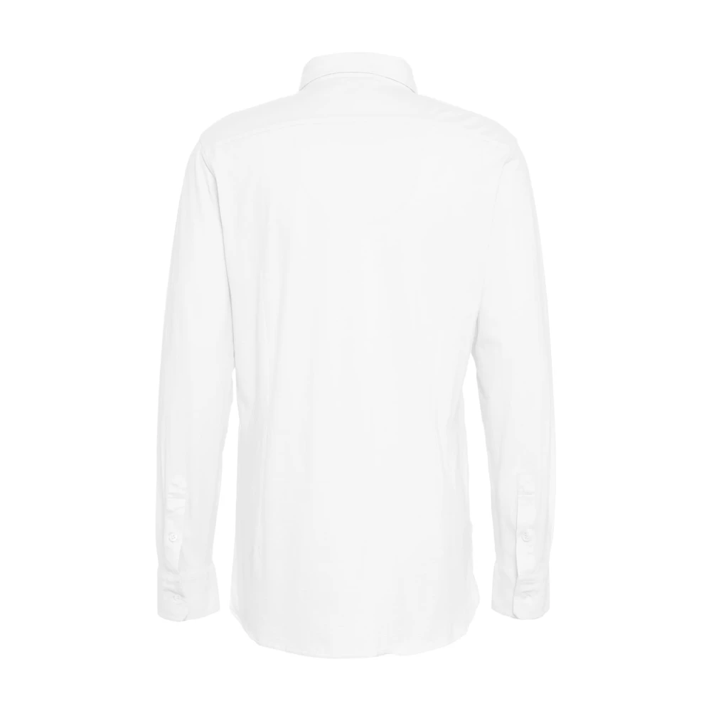 Paolo Pecora Wit Jersey Overhemd met Knoopsluiting White Heren