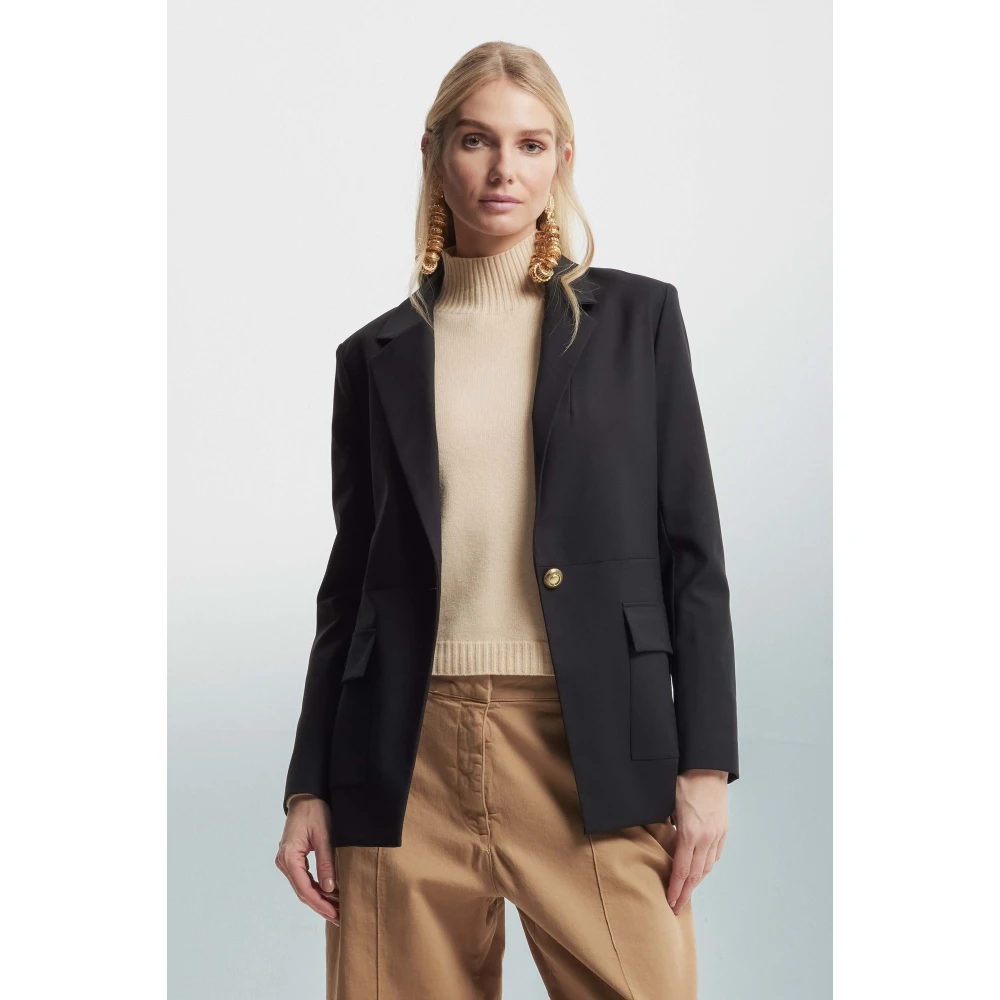 Kocca Elegante single-breasted jas met profiel detail Black Dames