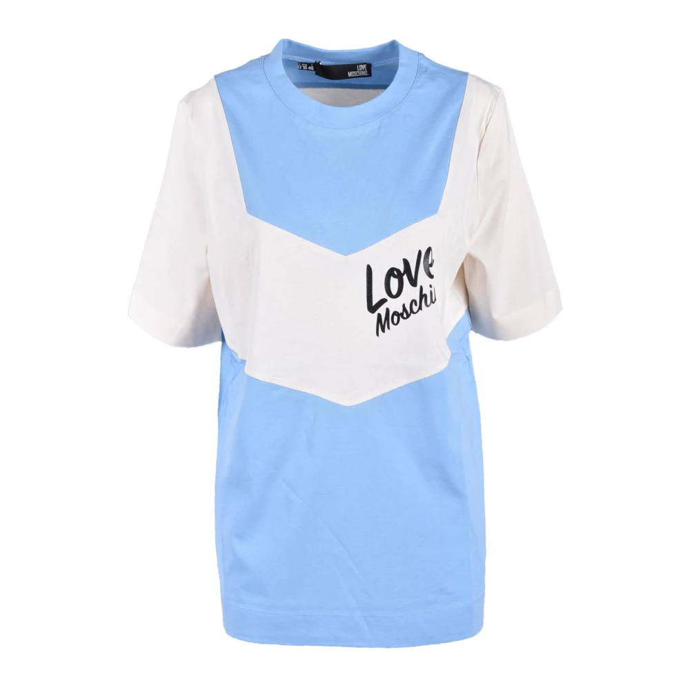 Love Moschino Katoenen T-shirt met Stijlvol Ontwerp Blue Dames