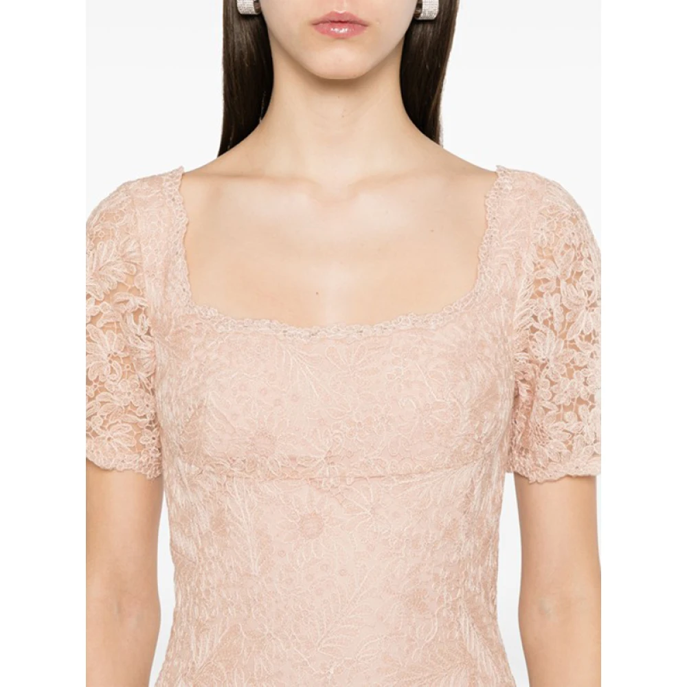 Ermanno Scervino Roze Bloemenkant Midi Jurk Pink Dames