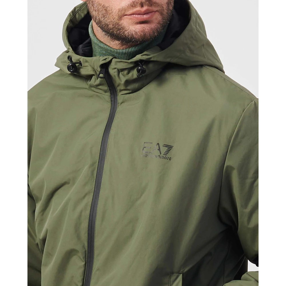 Emporio Armani Groene jassen met lichte vulling en capuchon Green Heren