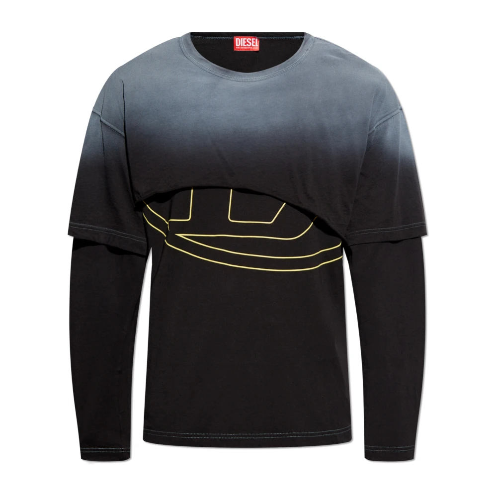 Diesel Lange mouwen T-shirt T-Besh-Cut Black Heren