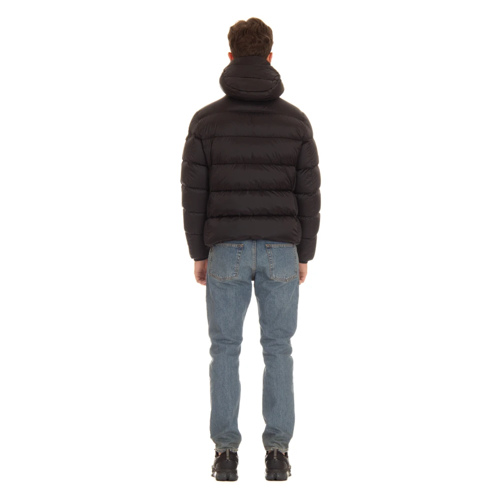Moorer Zwarte Winterjas met Afneembare Kraag Black Heren