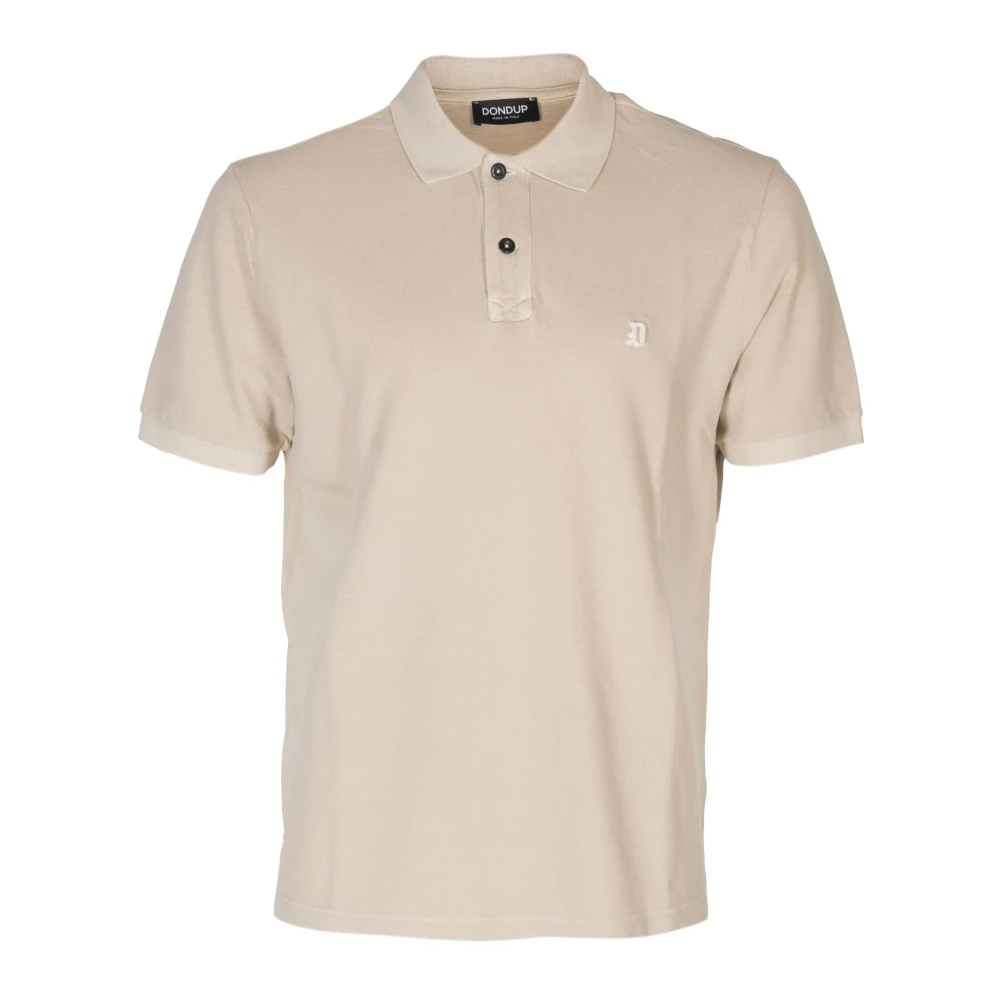 Dondup Mannelijk Beige Tops Heren, L, Katoen, Katoenen Poloshirt Met Geborduurd Logo