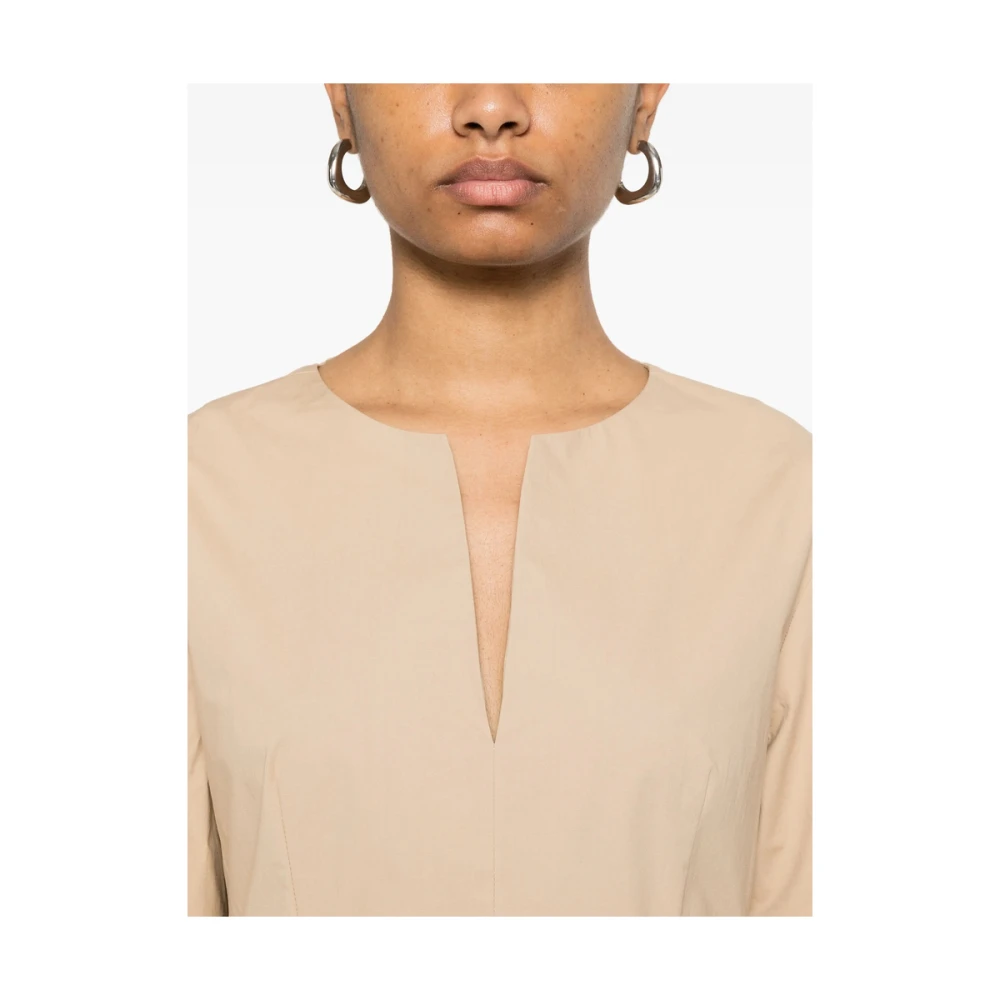 Antonelli Firenze Beige Geplooide Jurk met Zakken Pink Dames