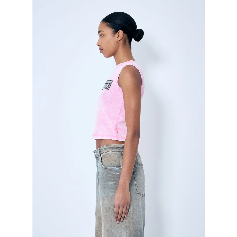 Diesel Geribbelde tanktop met ritssluiting voor Pink Dames