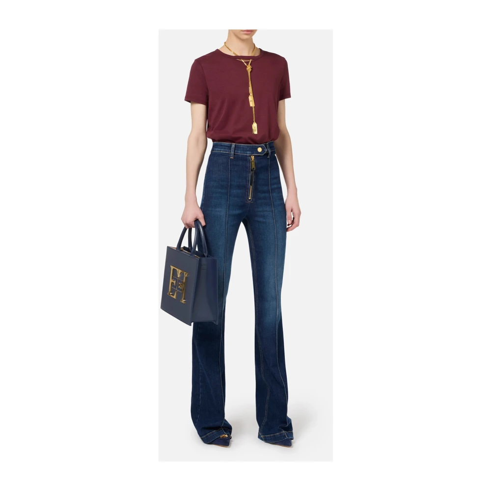 Elisabetta Franchi Blauwe Denim Flare Jeans voor Vrouwen Blue Dames