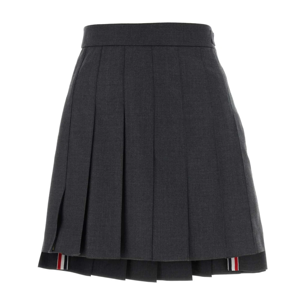 Thom Browne Grijze Wol Mini Rok Gray Dames