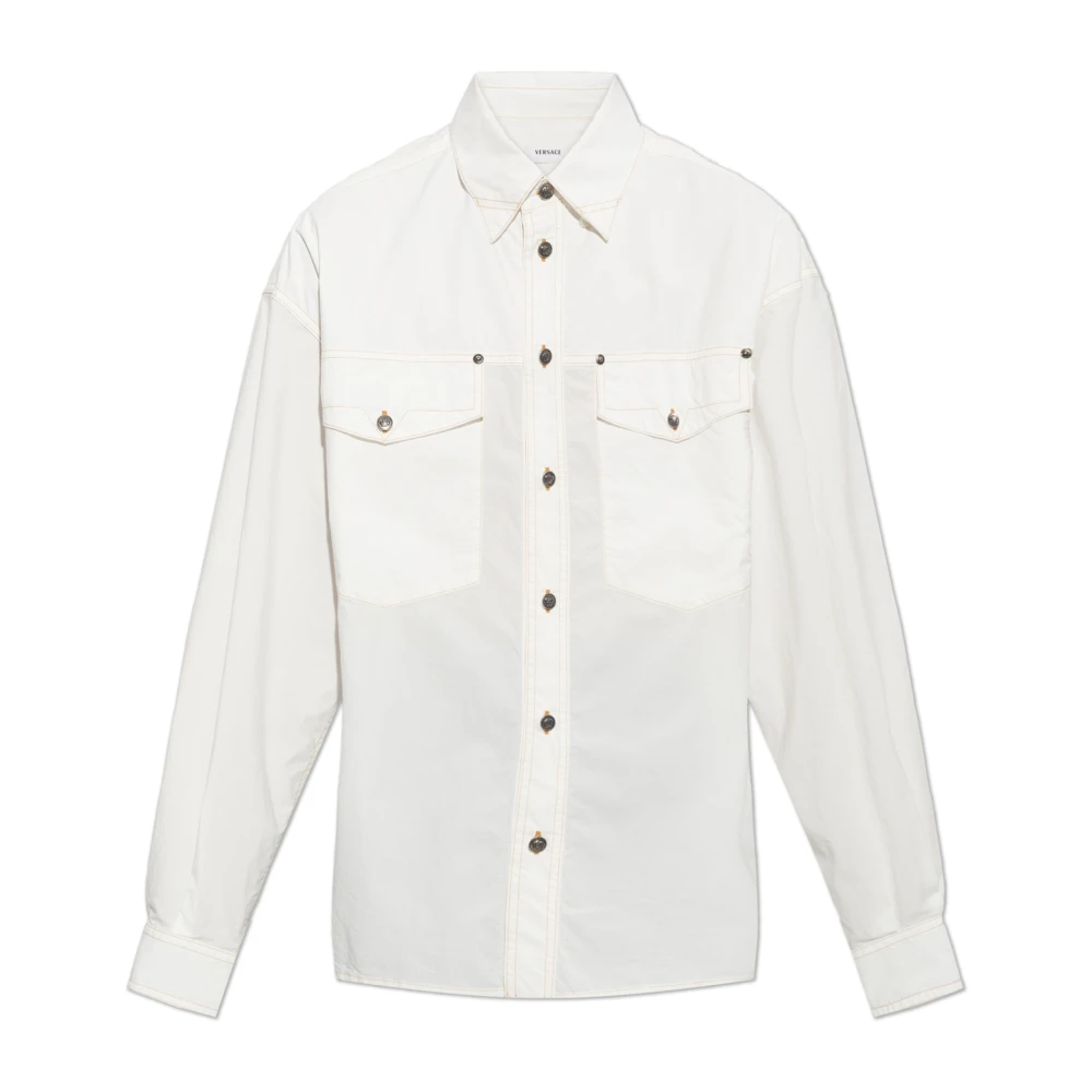 Versace Homme Blanc - Chemise À Poches - Chemises - Taille: Xl