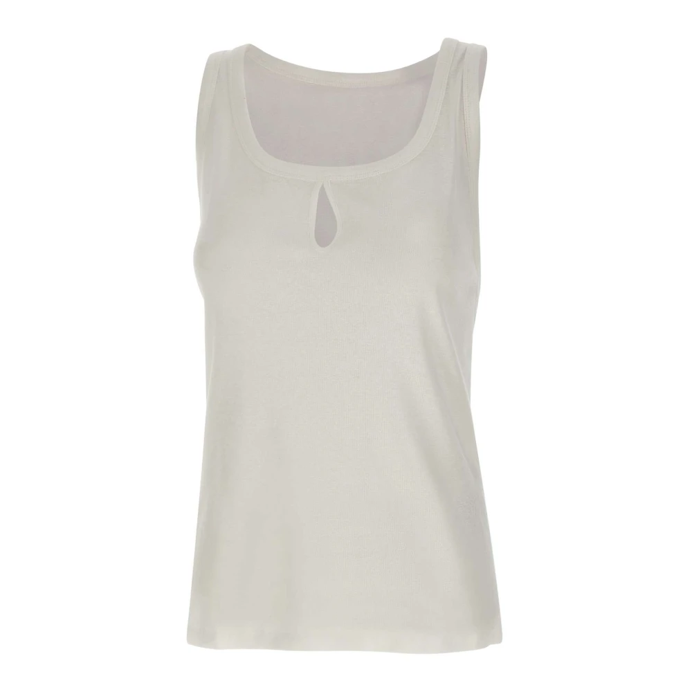 Victoria Beckham Women's White Sleeveless Tops, S, Split Tank Top