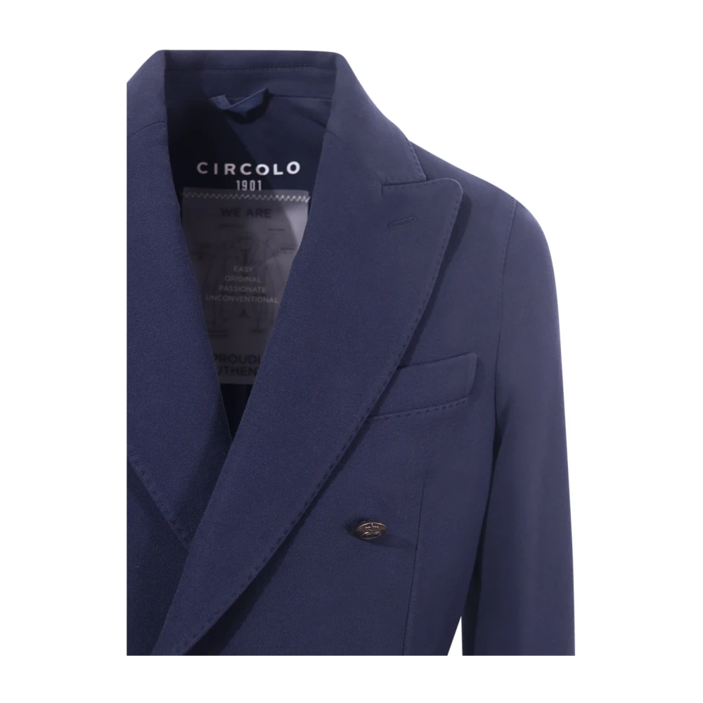 Circolo 1901 Blauw Peak Revers Jas Regular Fit Blue Heren