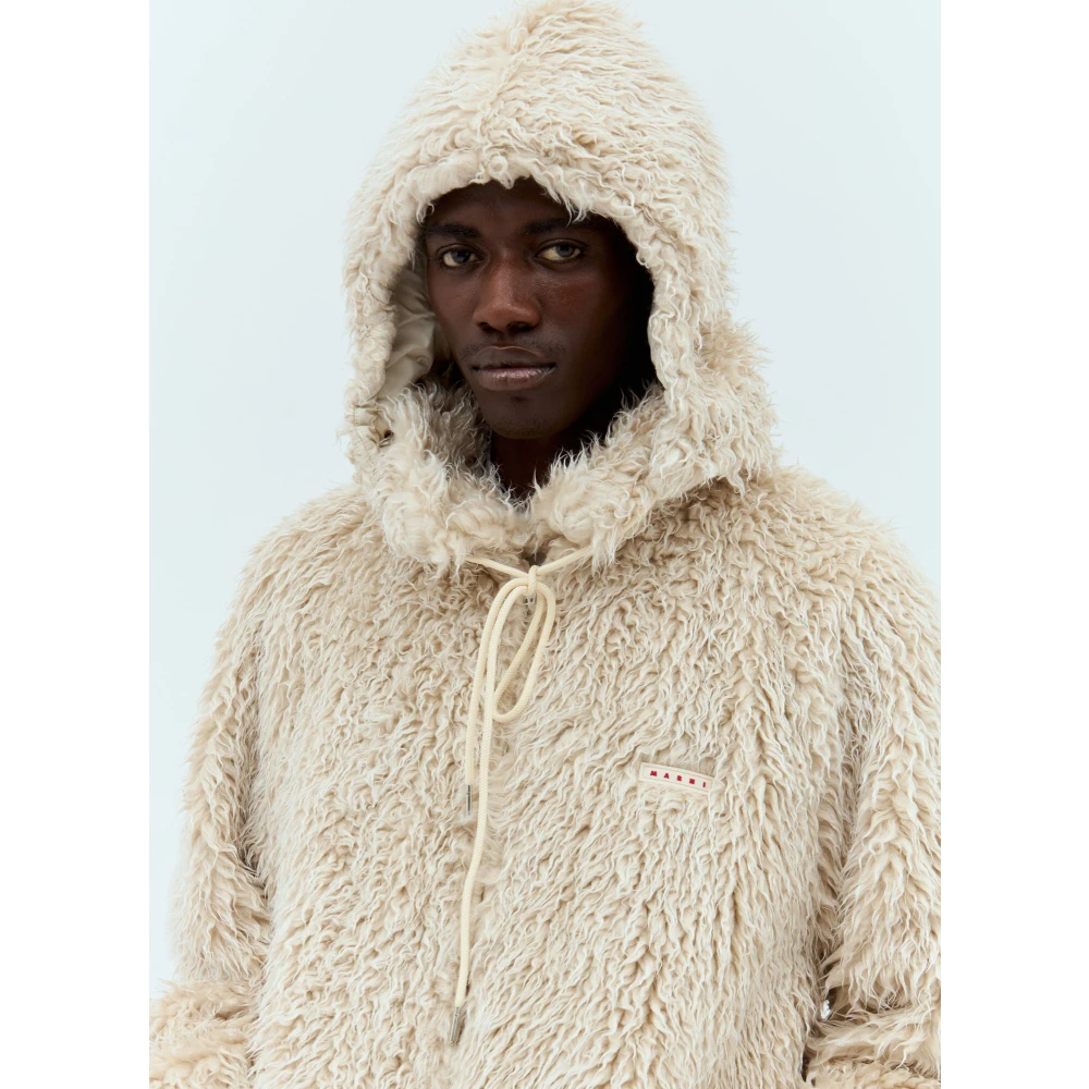 Marni Gezellige Hooded Gebreide Jas Beige Heren