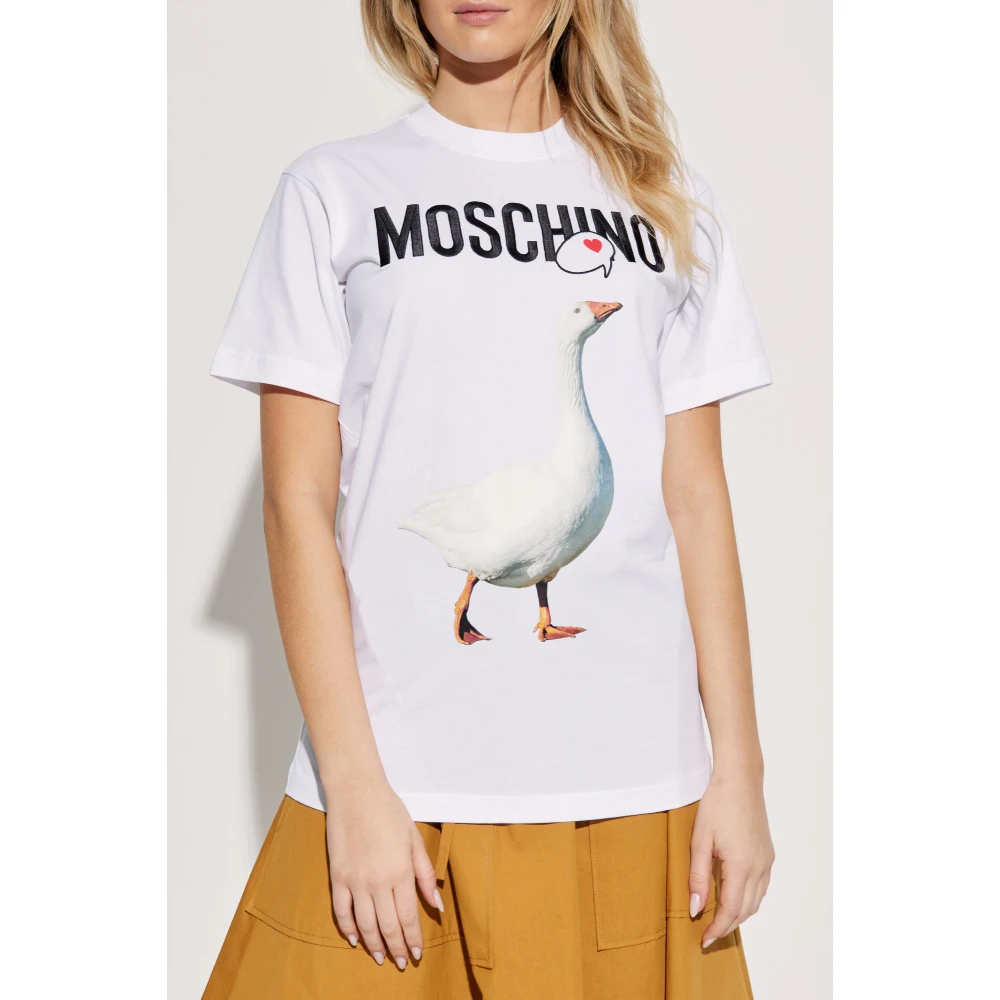 Moschino T-shirt met logo White Dames