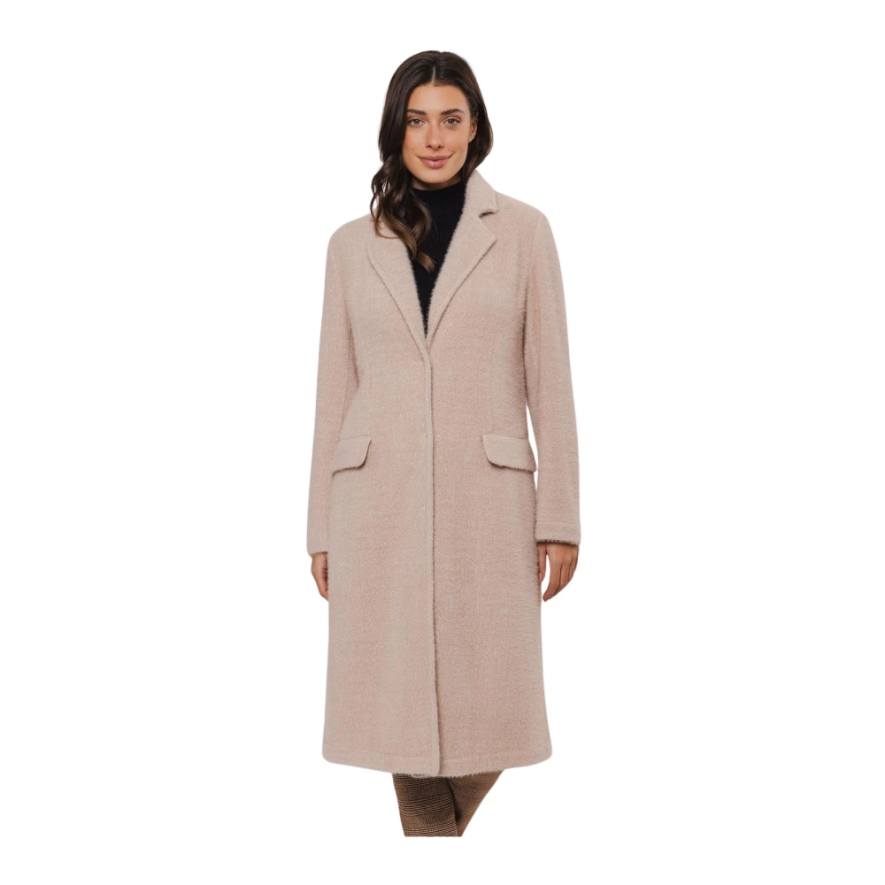 Rino&Pelle Lange Single Breasted Jas Jinte Pink Dames