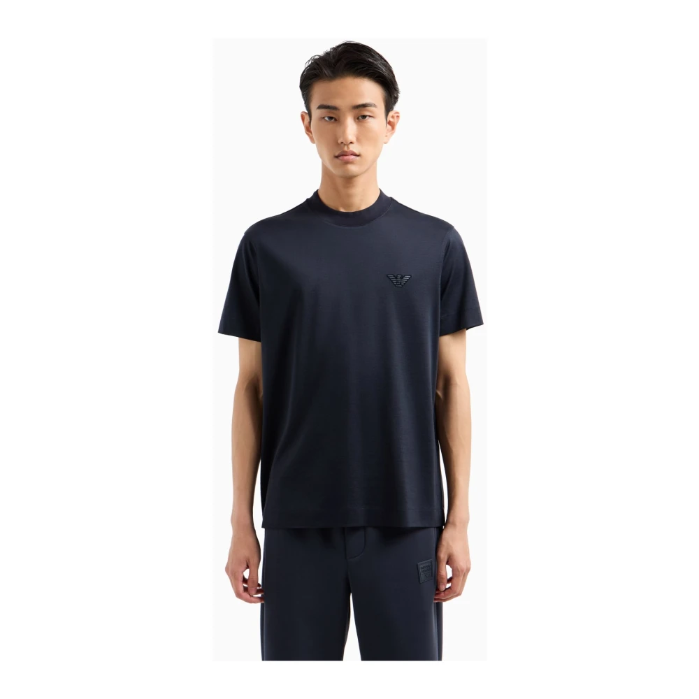 Emporio Armani T-shirt met fluweelzachte logokraag Blue Heren