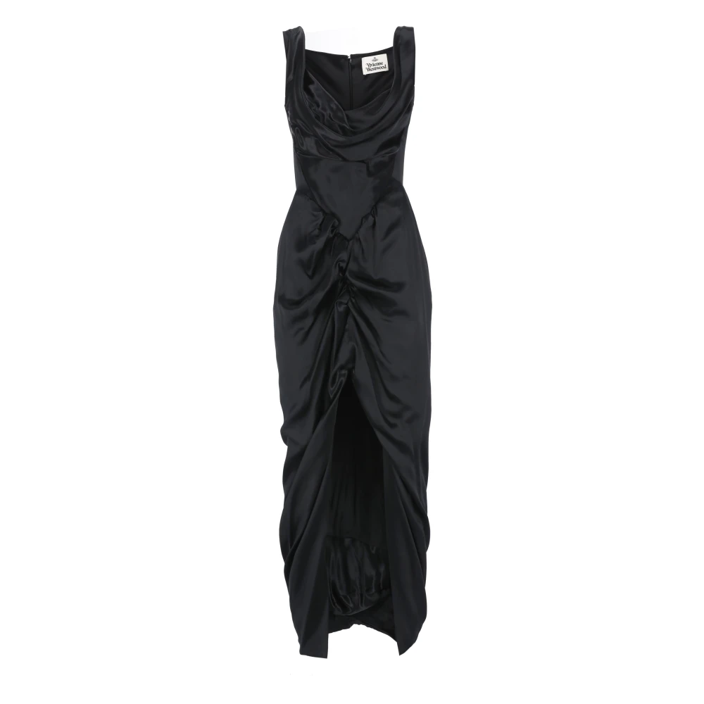 Vivienne Westwood Zwarte viscose jurk met voorste detail Black Dames