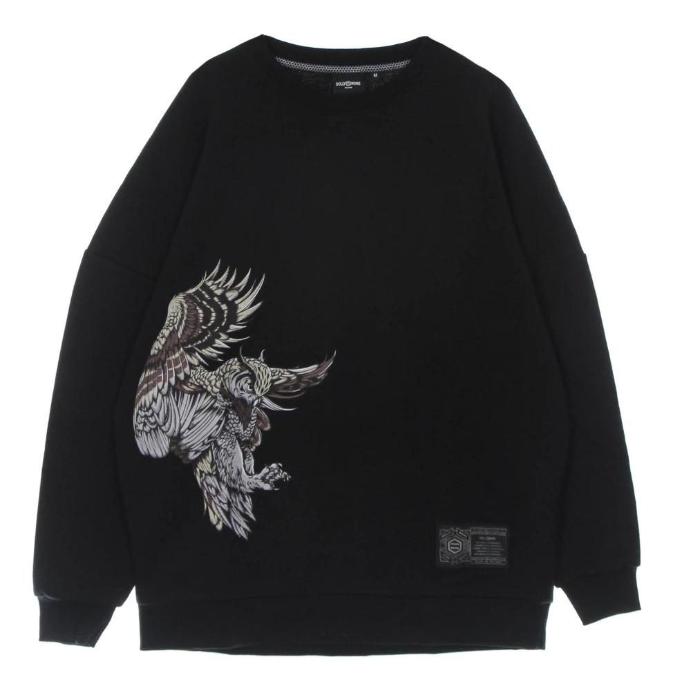 Dolly Noire Gouden Uil Lichtgewicht Crewneck Sweatshirt Black Heren