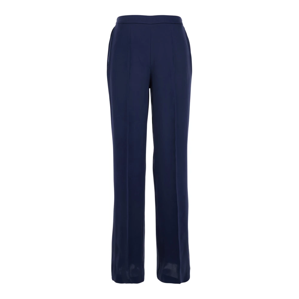 Momoni Donkerblauwe Zijden Elastische Taillebroek Blue Dames