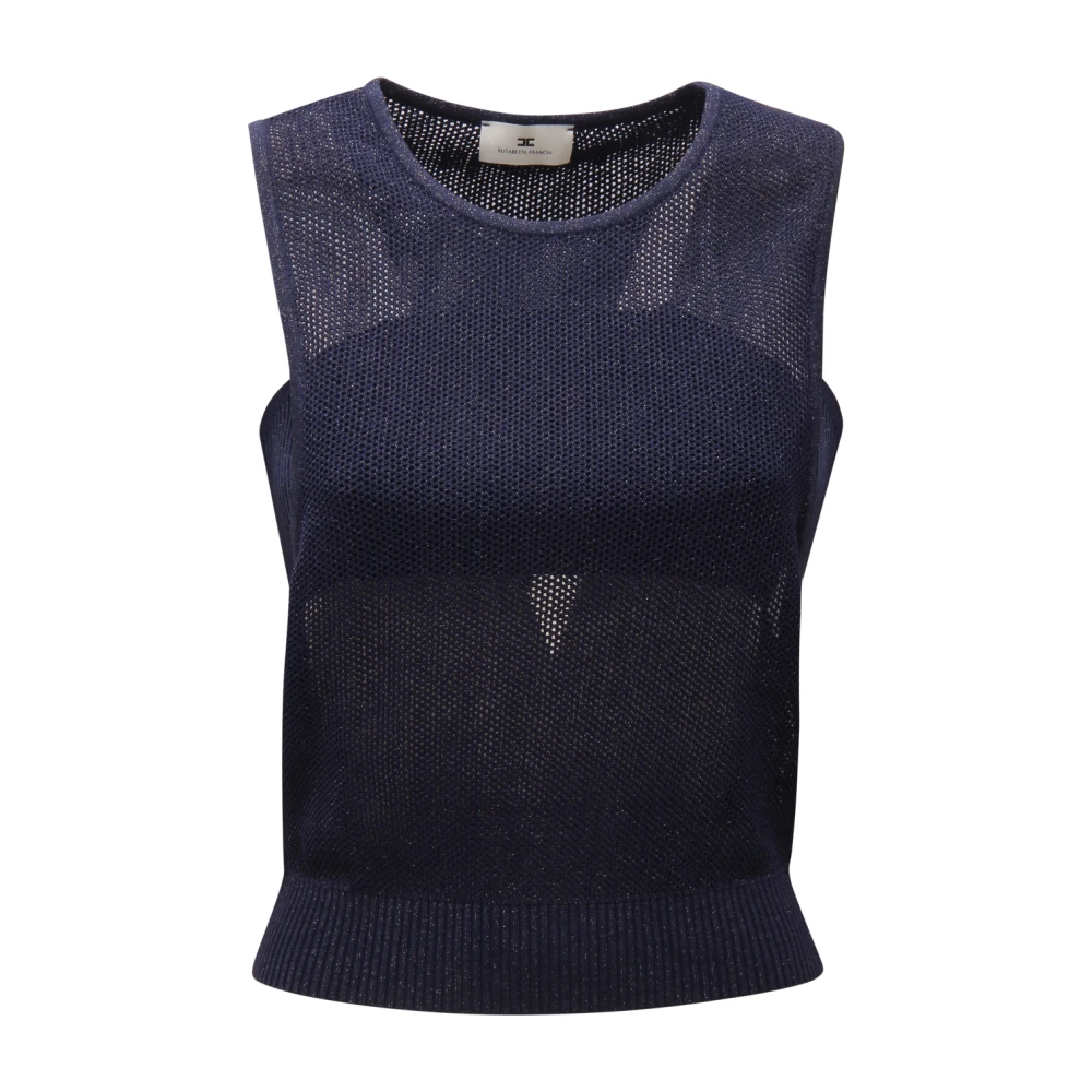 Elisabetta Franchi Women's Blue Sleeveless Tops, Xs, Knitted Tank With Removable Band