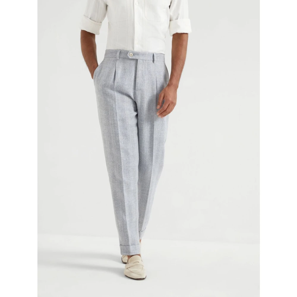 BRUNELLO CUCINELLI Lichtgrijze Broek Gray Heren