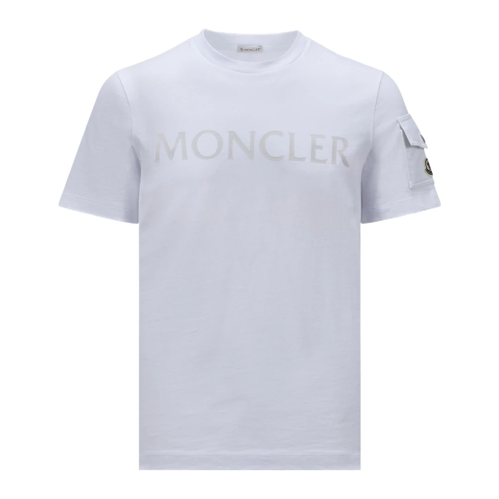 Moncler Witte Katoenen Jersey T-shirt met Logo White Heren