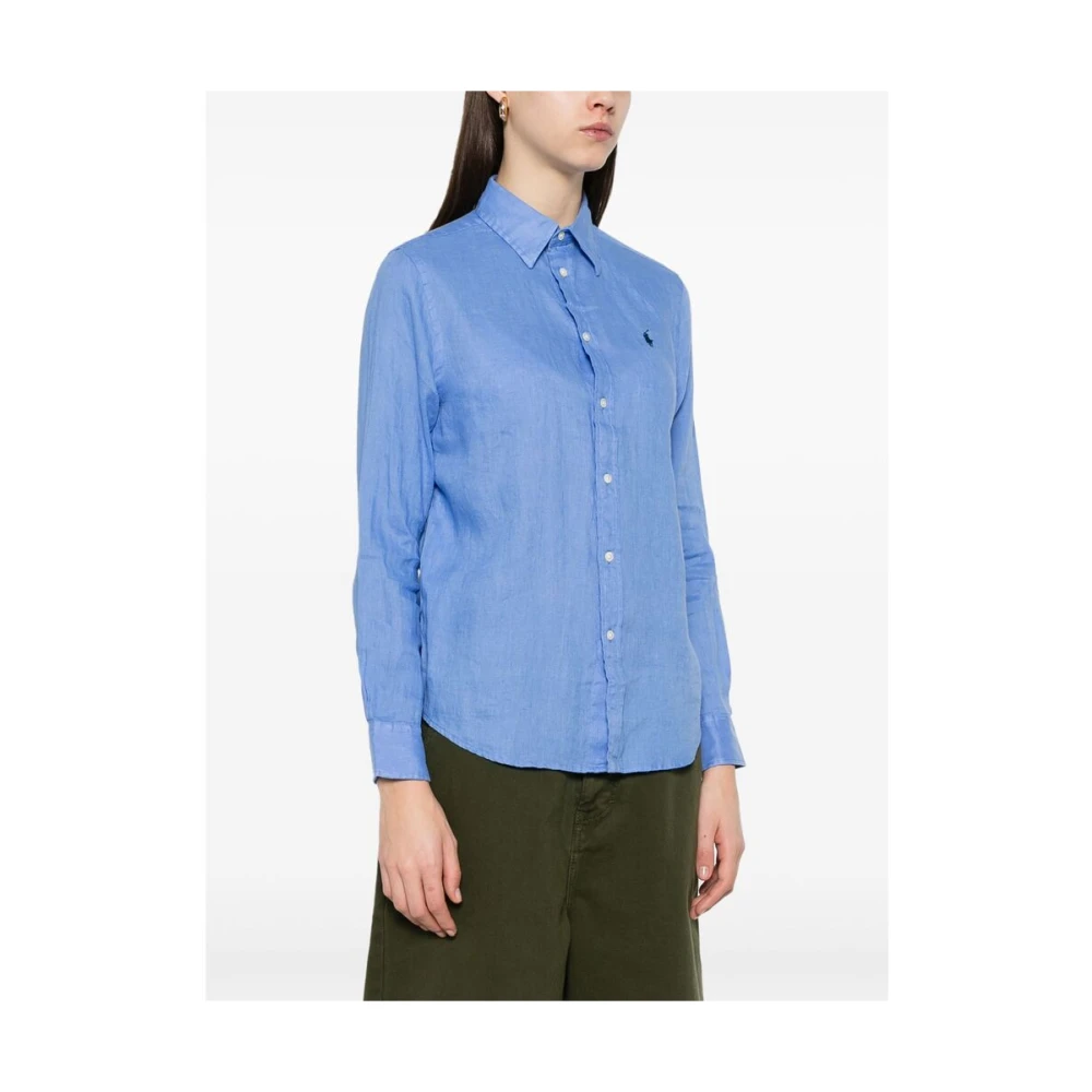 Ralph Lauren Linnen overhemd met lange mouwen Blue Dames