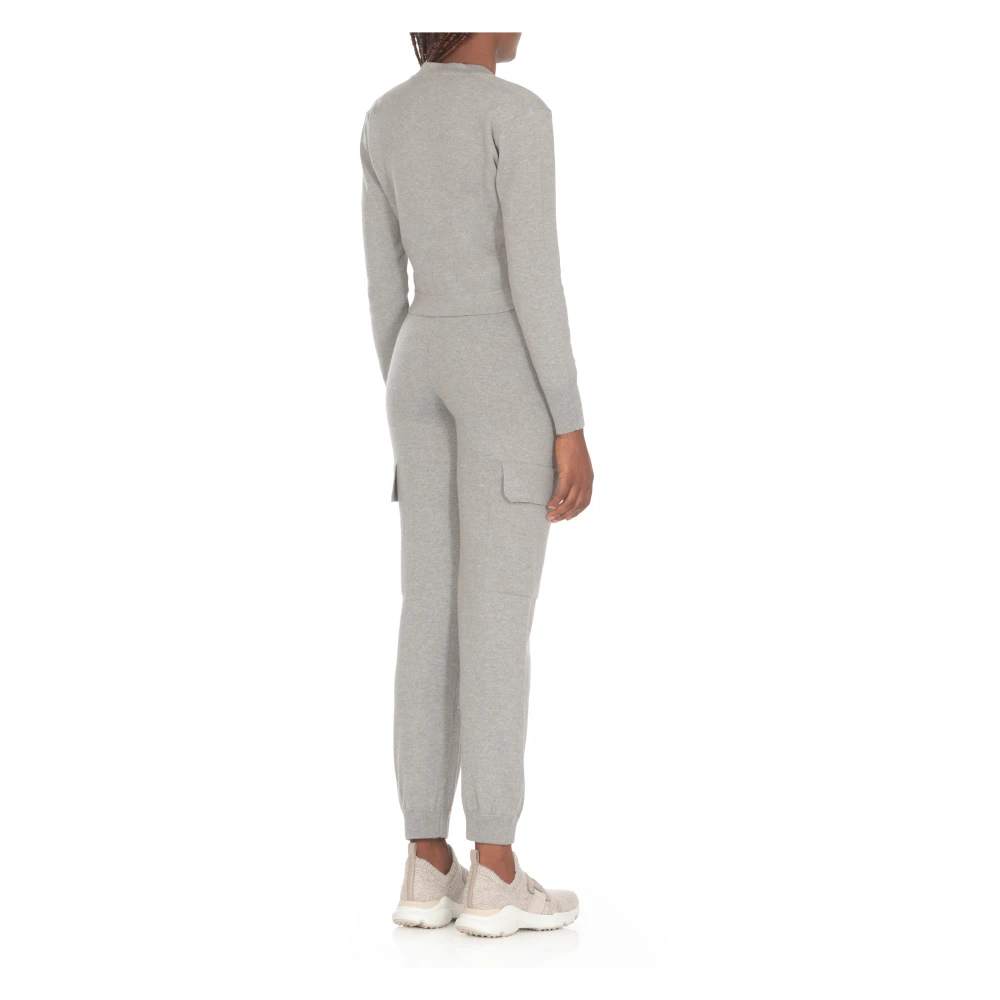 PESERICO Grijze Wollen Vest V-Hals Trui Gray Dames