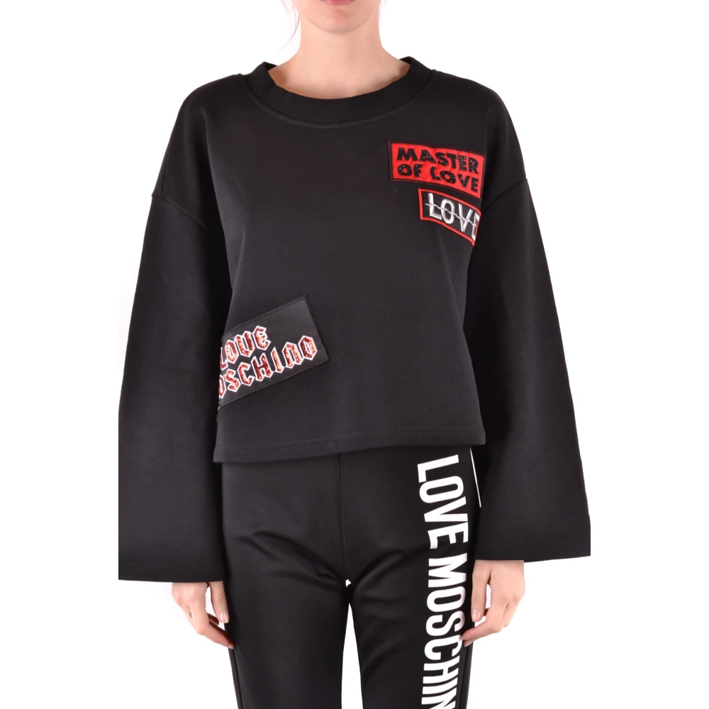 Love Moschino Women's Black Oversized Silk Training Shirt - Sweatshirts - M - Sweatshirts & Hoodies