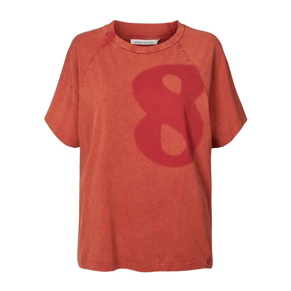 Rabens Saloner Hibiscus Ary Top T-Shirt Brown Dames