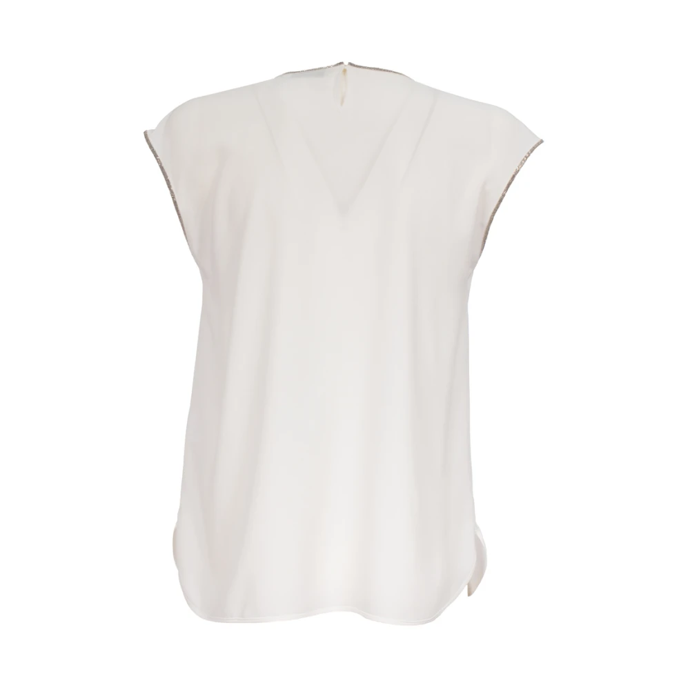 Le Tricot Perugia Zijden Blend Mouwloos T-shirt White Dames