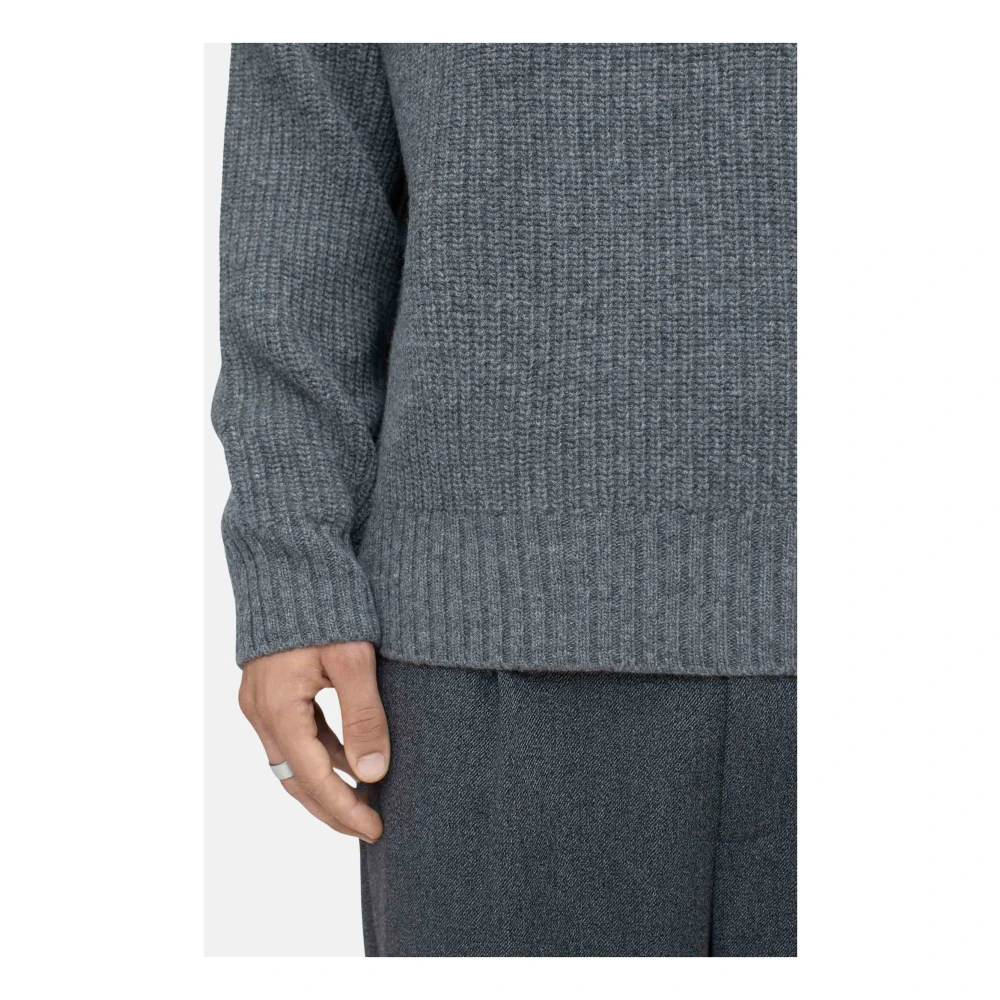closed Raglan crew neck ribbed sweater Gray Heren