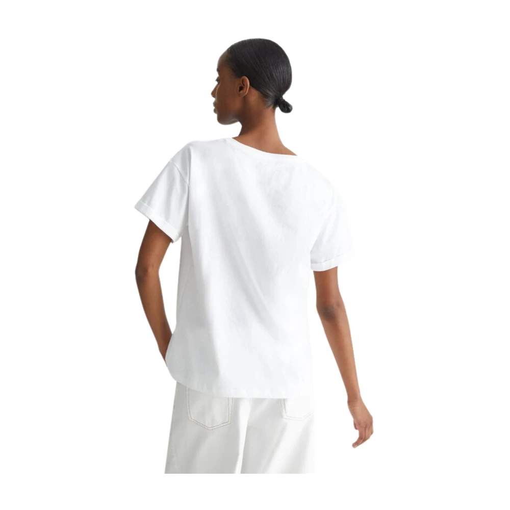 Liu Jo Witte T-shirt met zak en strass White Dames