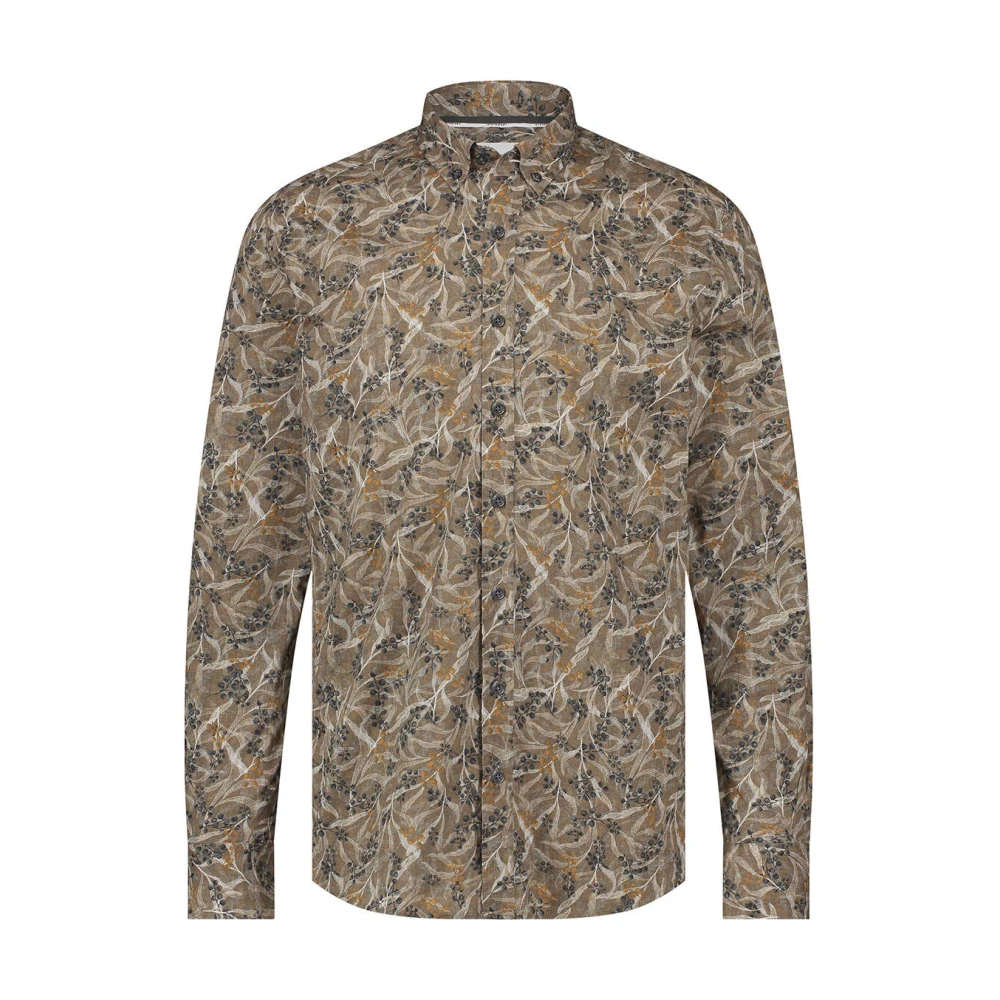 State of Art Gedrukt overhemd lange mouw Brown Heren