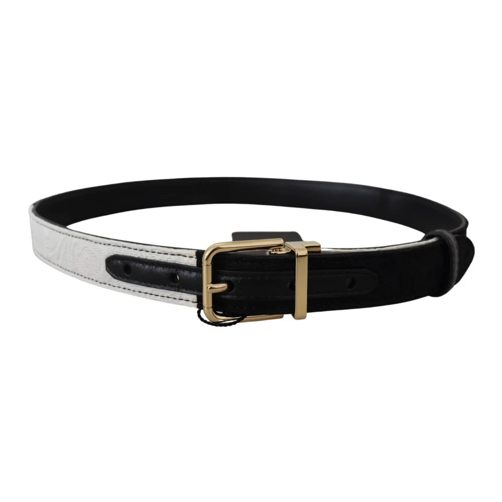 Dolce & Gabbana Bloemen Leren Schouderband Gouden Details White Dames