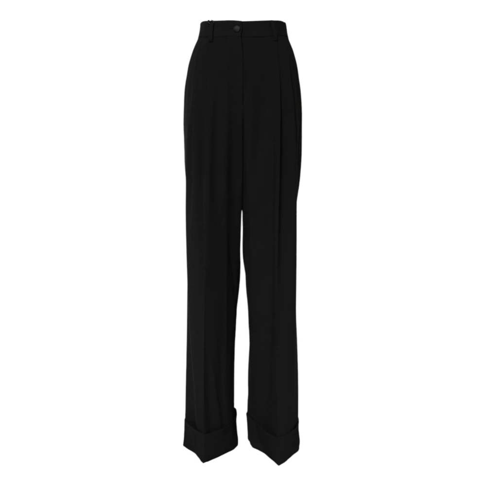 Dolce & Gabbana Women's Black Wide Trousers, Xs, High Waist Trousers