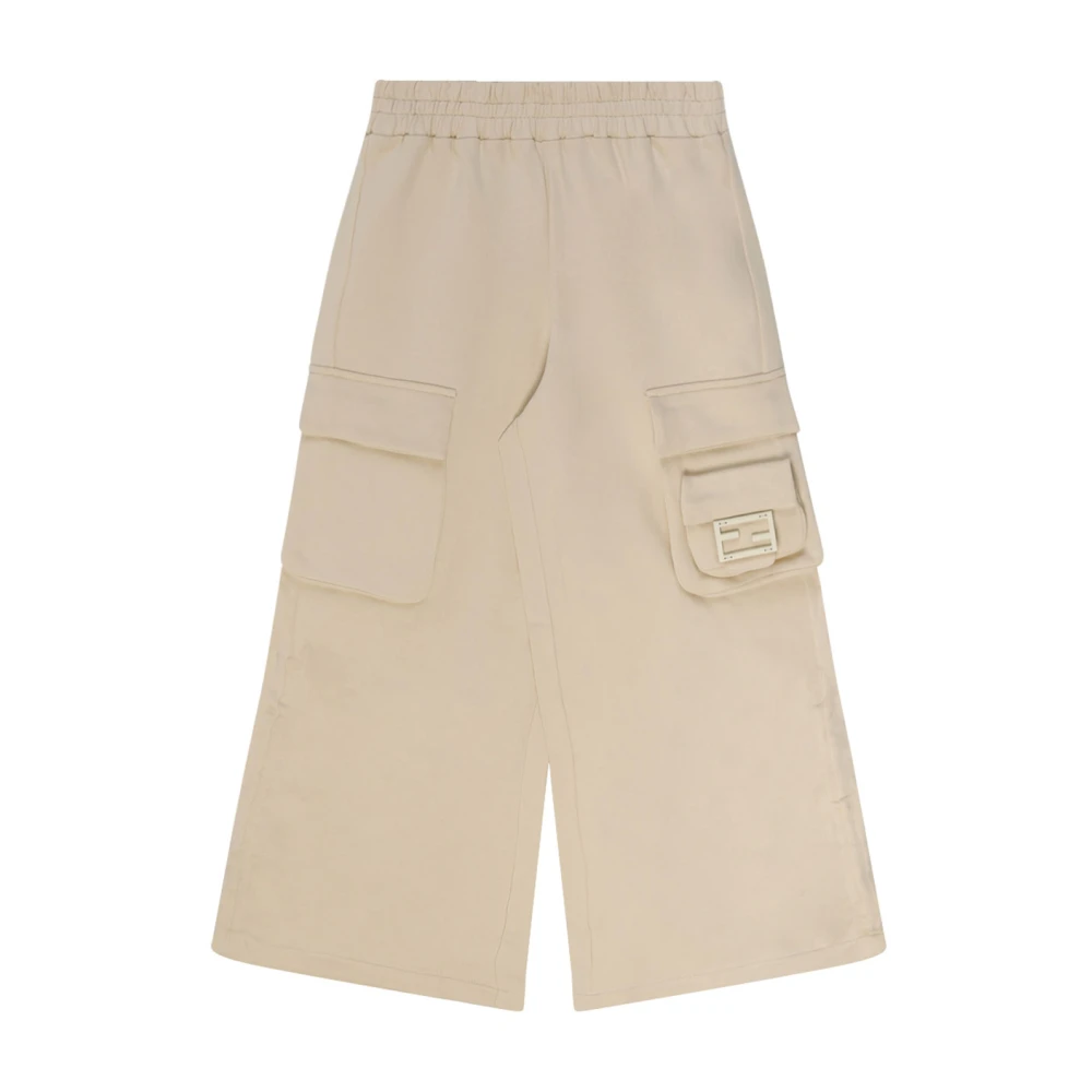 Fendi Boys Beige Male,, Cotton Double F Trousers Size 12 Y Kids