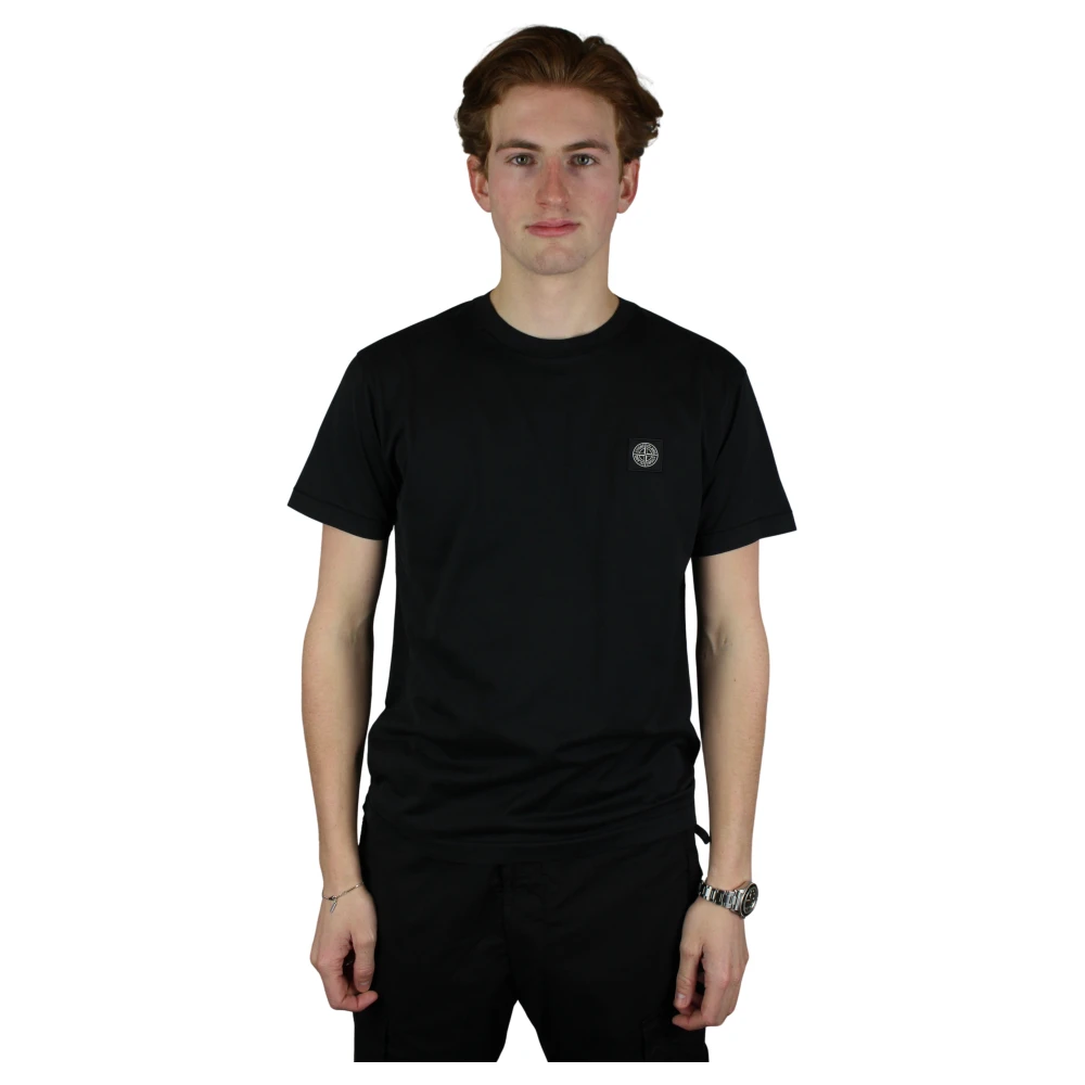 Stone Island Zwart Borstlogo T-shirt Black Heren