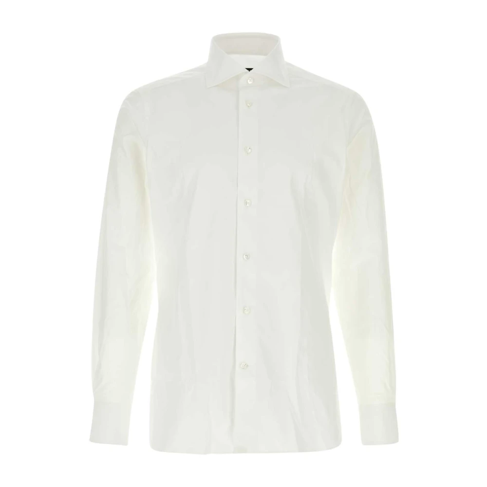 Z Zegna Stretch Poplin Overhemd White Heren