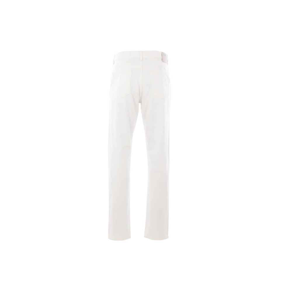 Ermenegildo Zegna Witte Slim-Fit Jeans met Leren Logo White Heren
