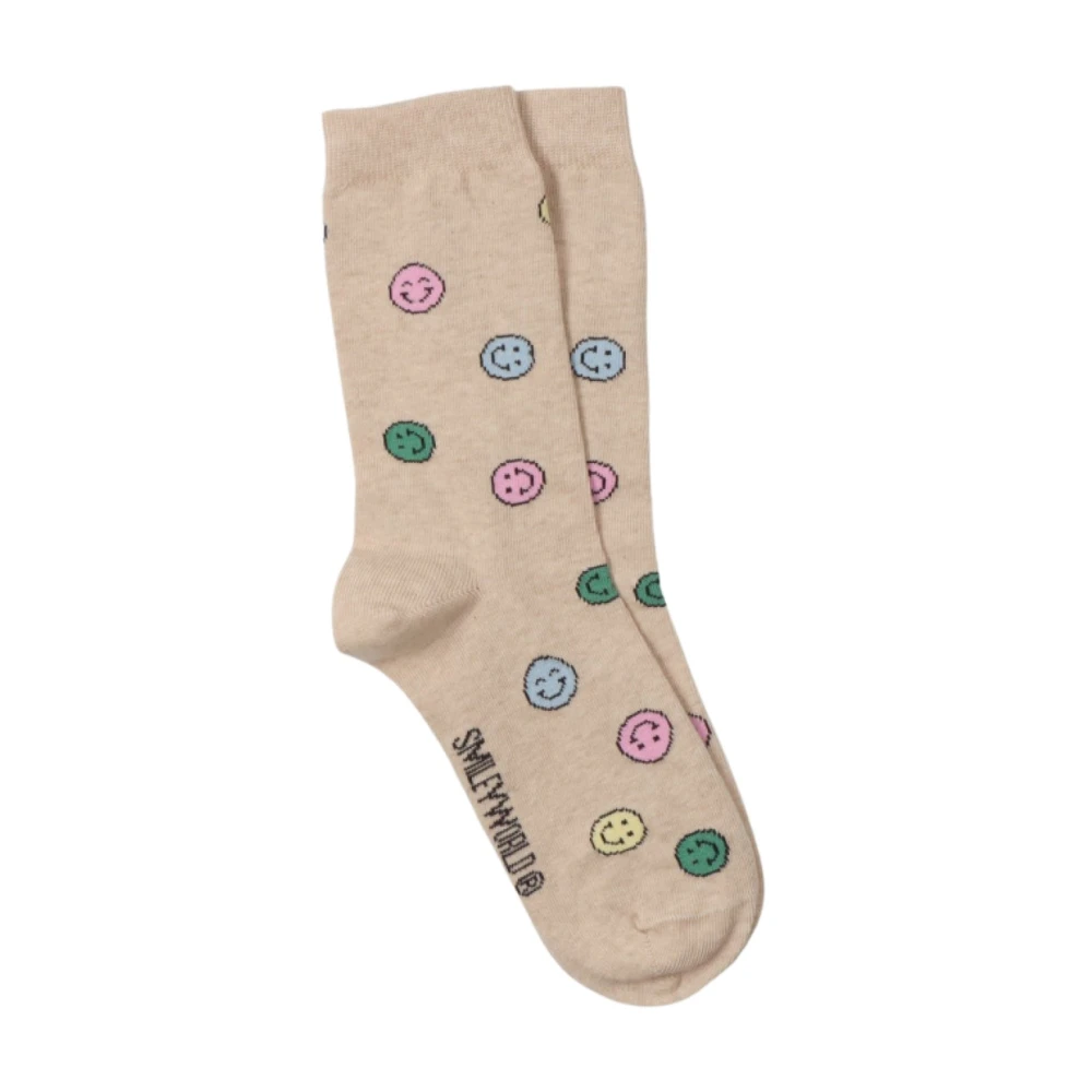 The New Society Färgglada SmileyWorld® Bomull Ankelsockor Beige, Flicka