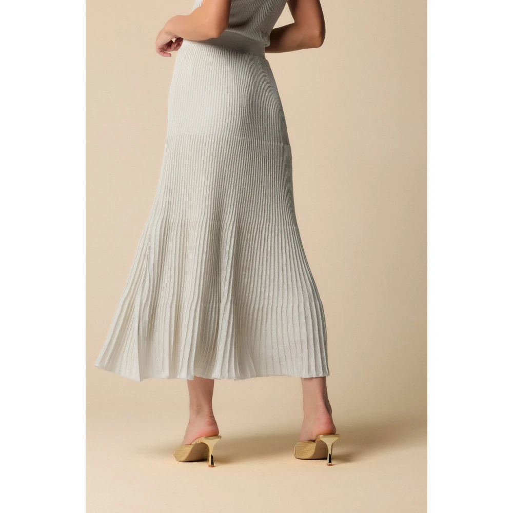 Kocca Geplooide Gebreide Maxi Rok White Dames