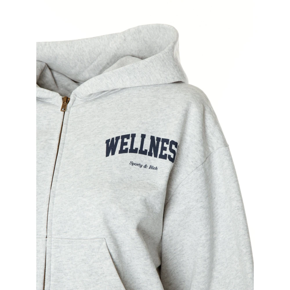 Sporty & Rich Cropped Zip Hoodie Ivy Wellness Gray Dames