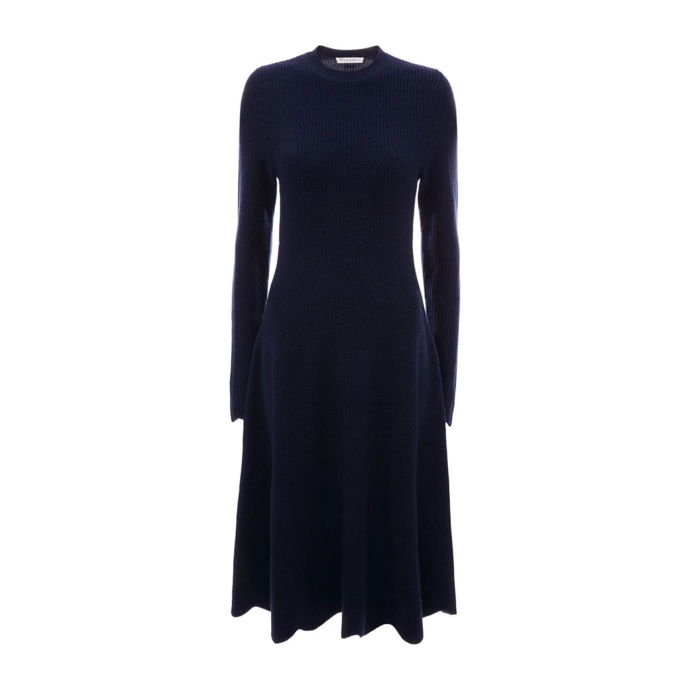 JW Anderson Blauwe Wollen Jurk Lange Mouw Blue Dames