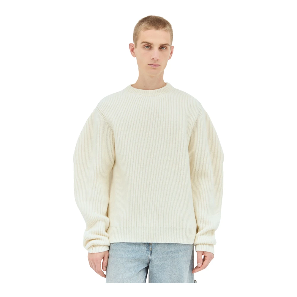 Jil Sander Wollen Crewneck Sweater Beige Heren