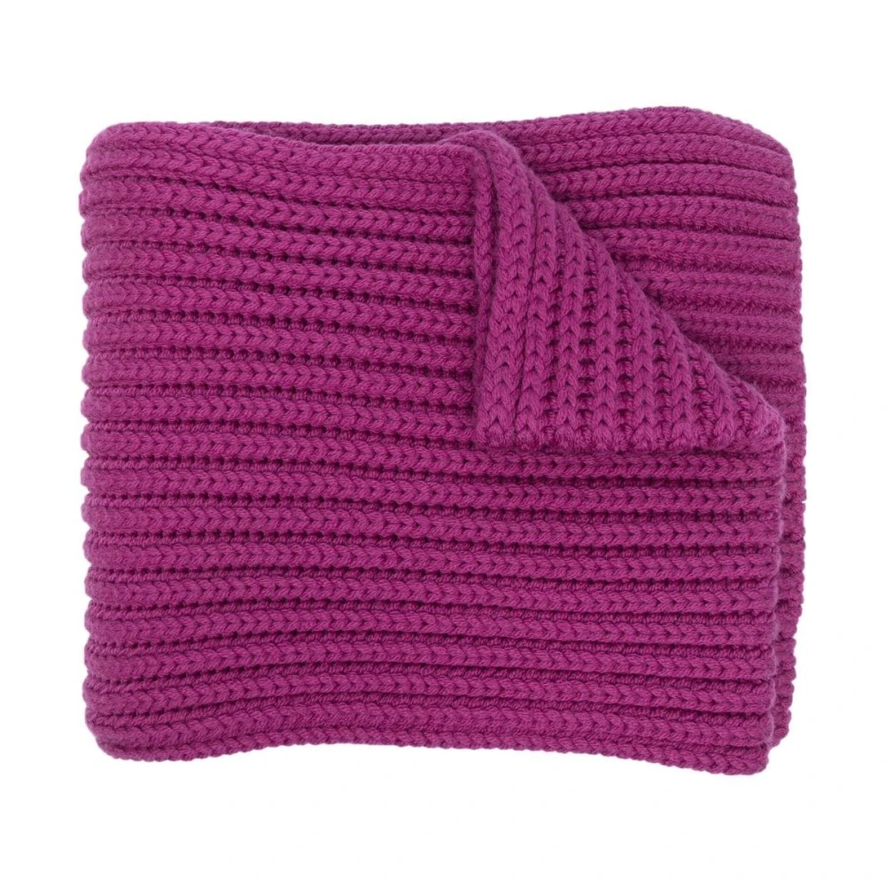 ETRO Paarse Chunky Gebreide Sjaal met Logo Patch Purple Heren