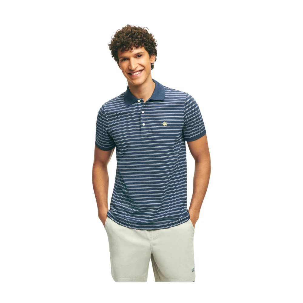 Brooks Brothers Navy en wit gestreepte Golden Fleece katoenen polo Blue Heren