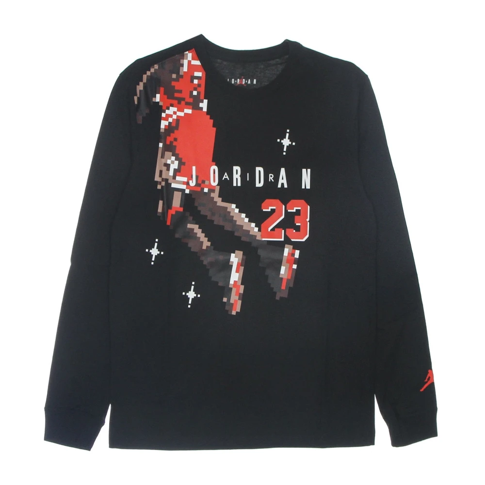 Jordan Vakantie Lange Mouw Crew T-shirt Zwart Rood Black Heren