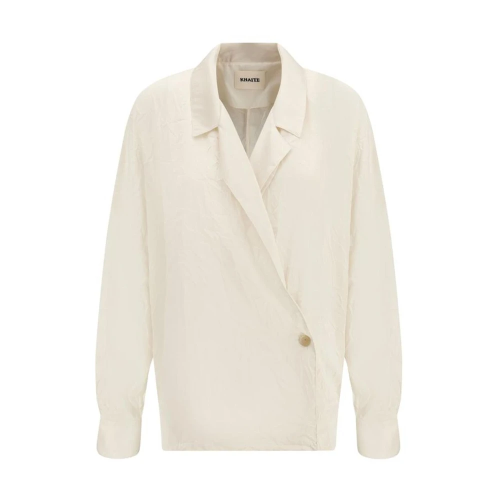 Khaite Gekreukelde Monochrome Shirt met Klassieke Kraag Beige Dames