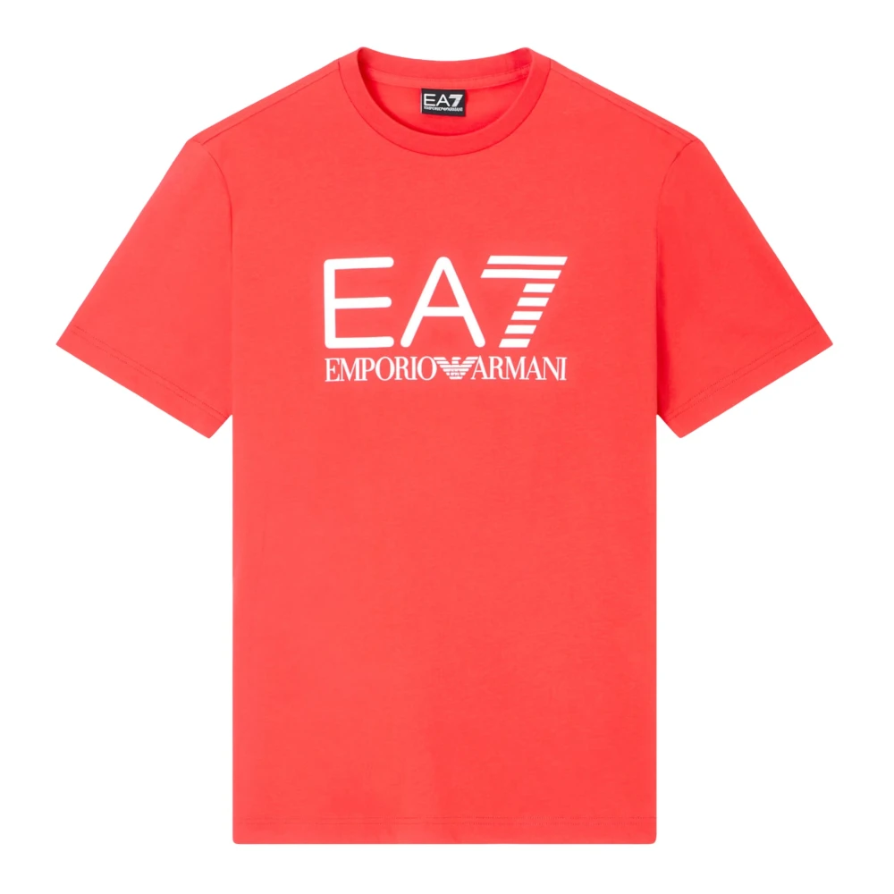 Emporio Armani Ea7 Men's Red T-Shirts, L, Cotton Jersey T-Shirt With Logo