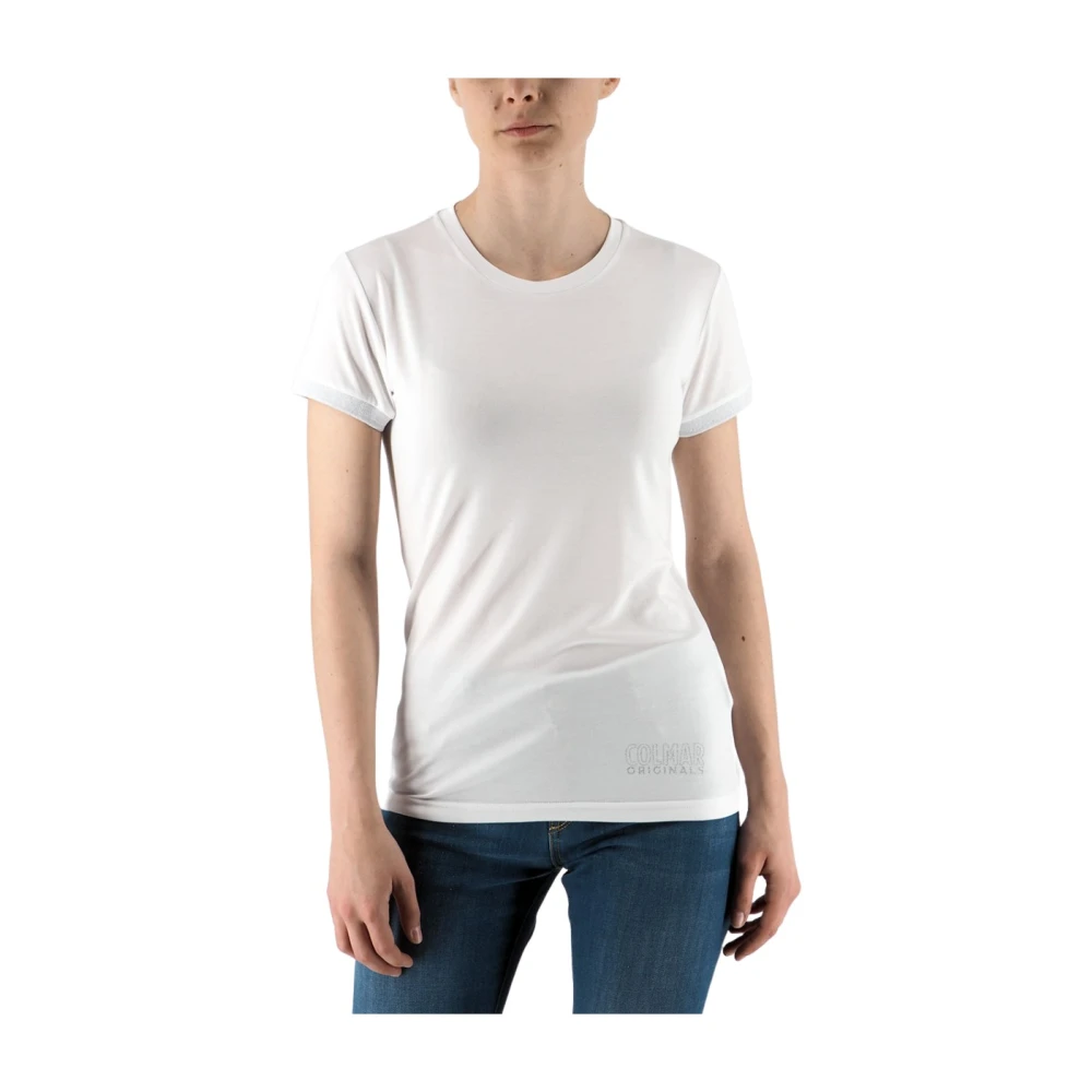 Colmar Glitter Logo Katoenen T-Shirt White Dames